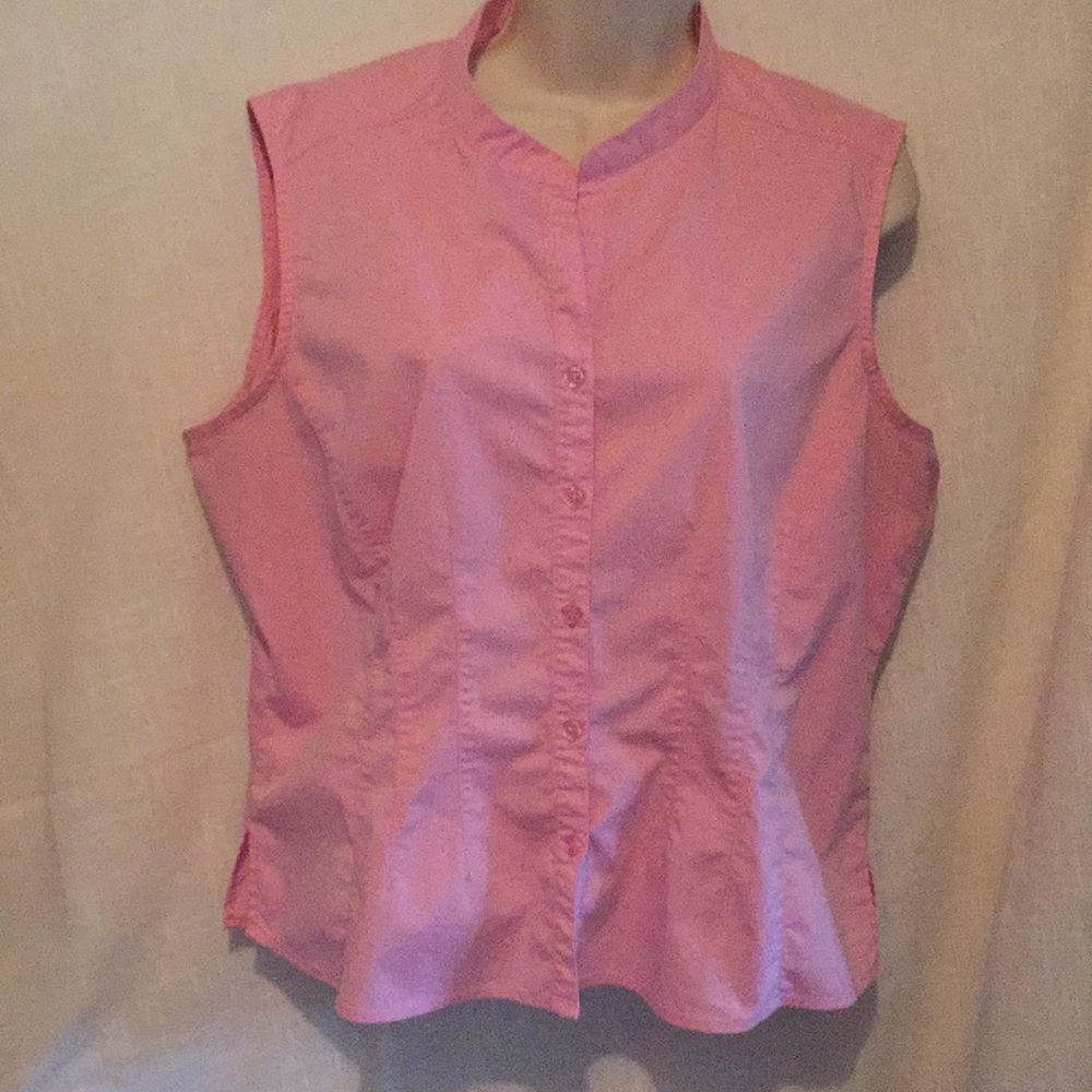 Pink fitted blouse with mandarin color